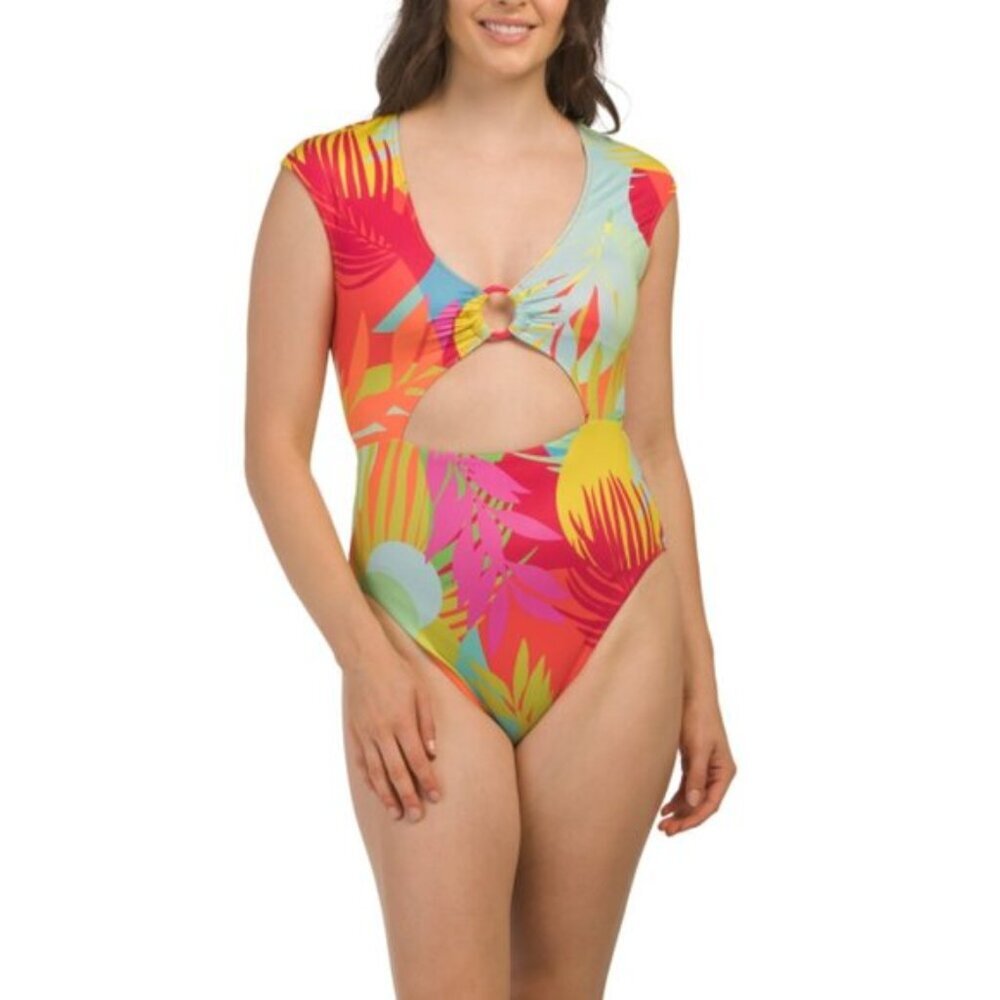 NWT Sanctuary Multicolor Tropical One Piece Swimsuit Small S